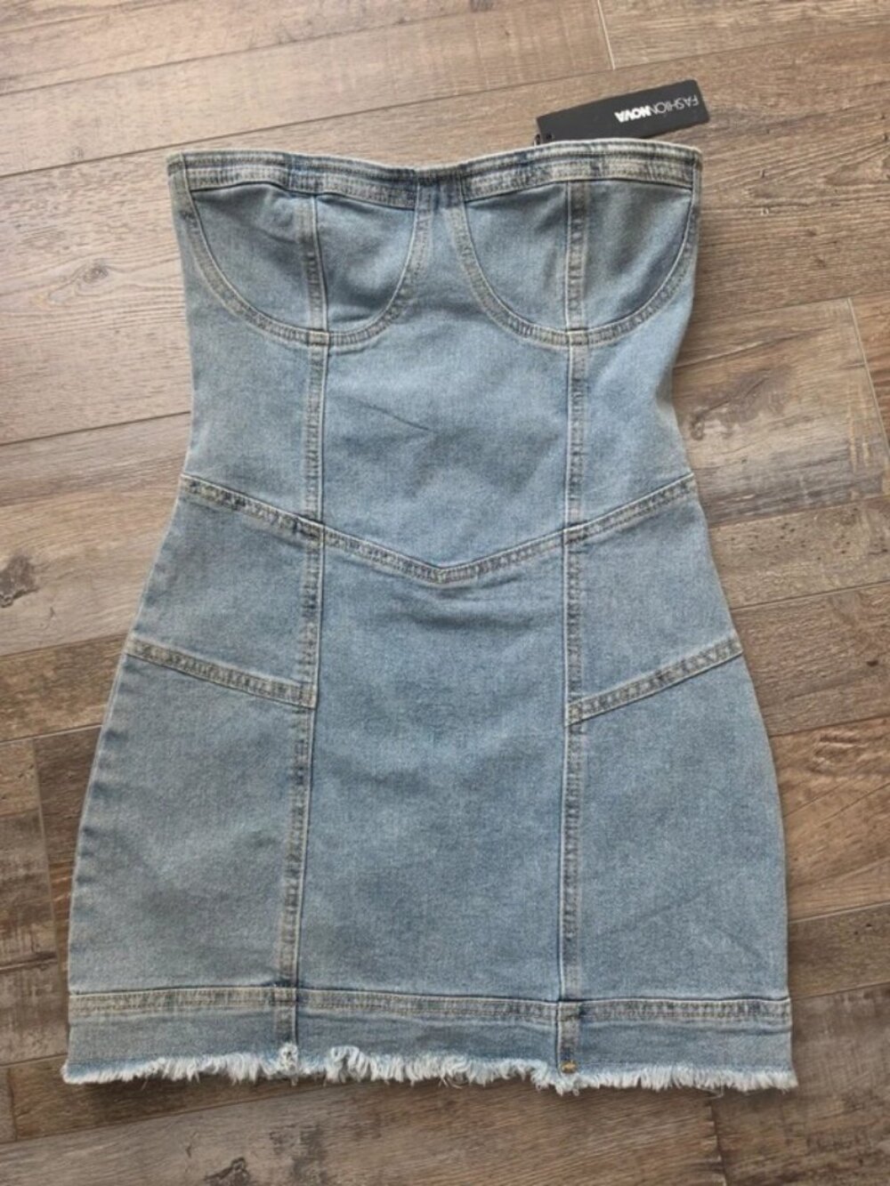 NWT Fashion Nova light blue jean denim mini dress XS summer going out